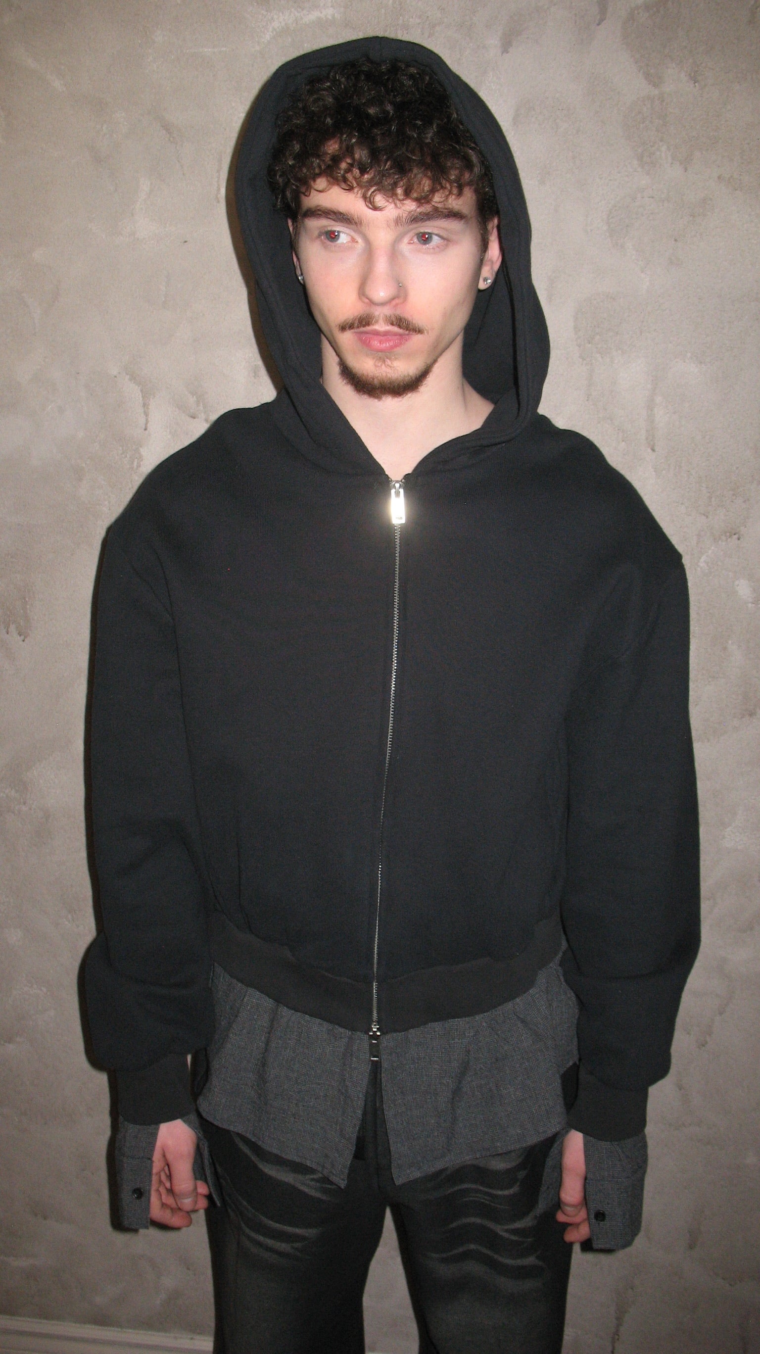 Shadow Shirt Layered Zip Hoodie