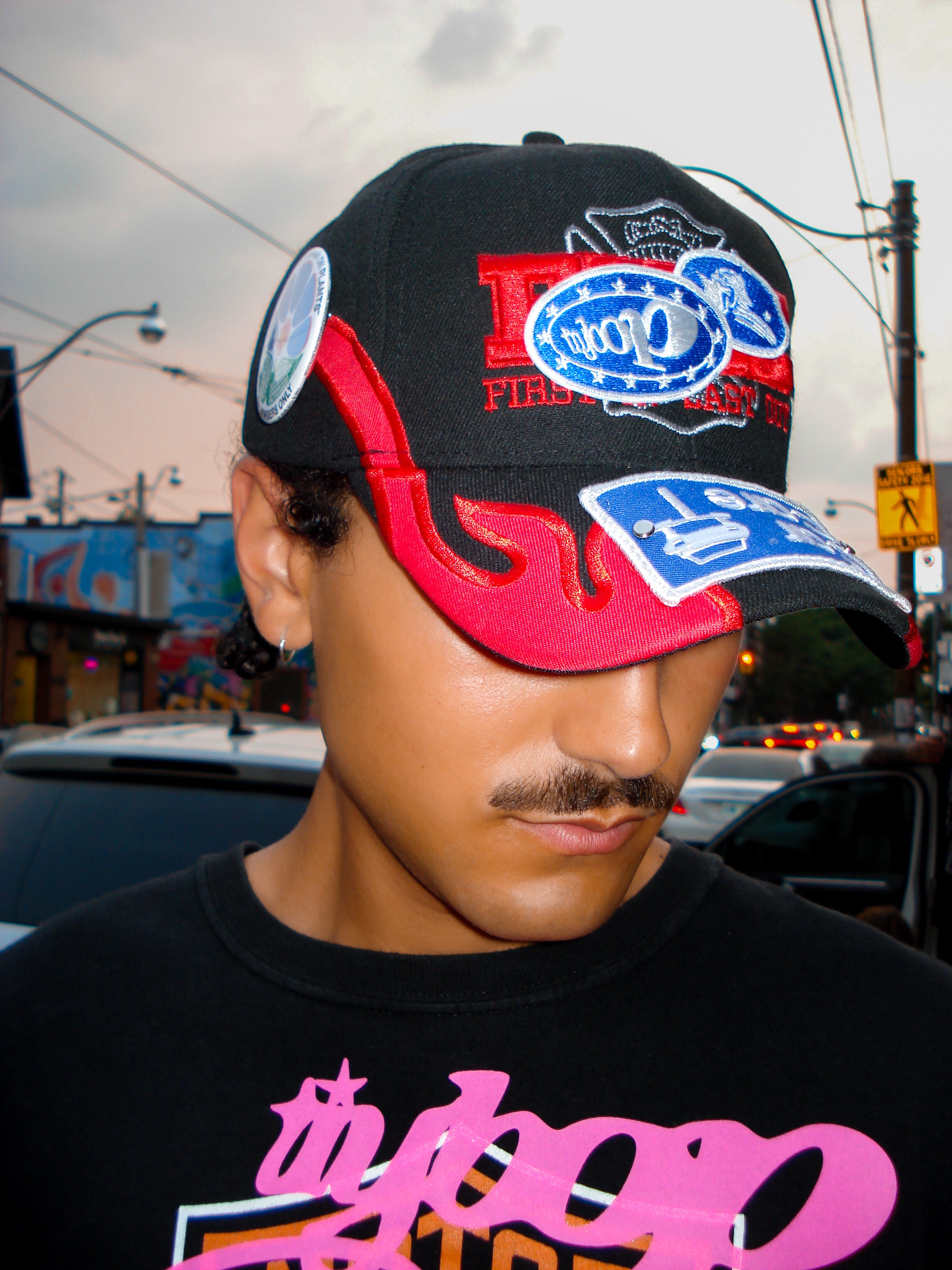 Black Sticker Logo Cap with Pin