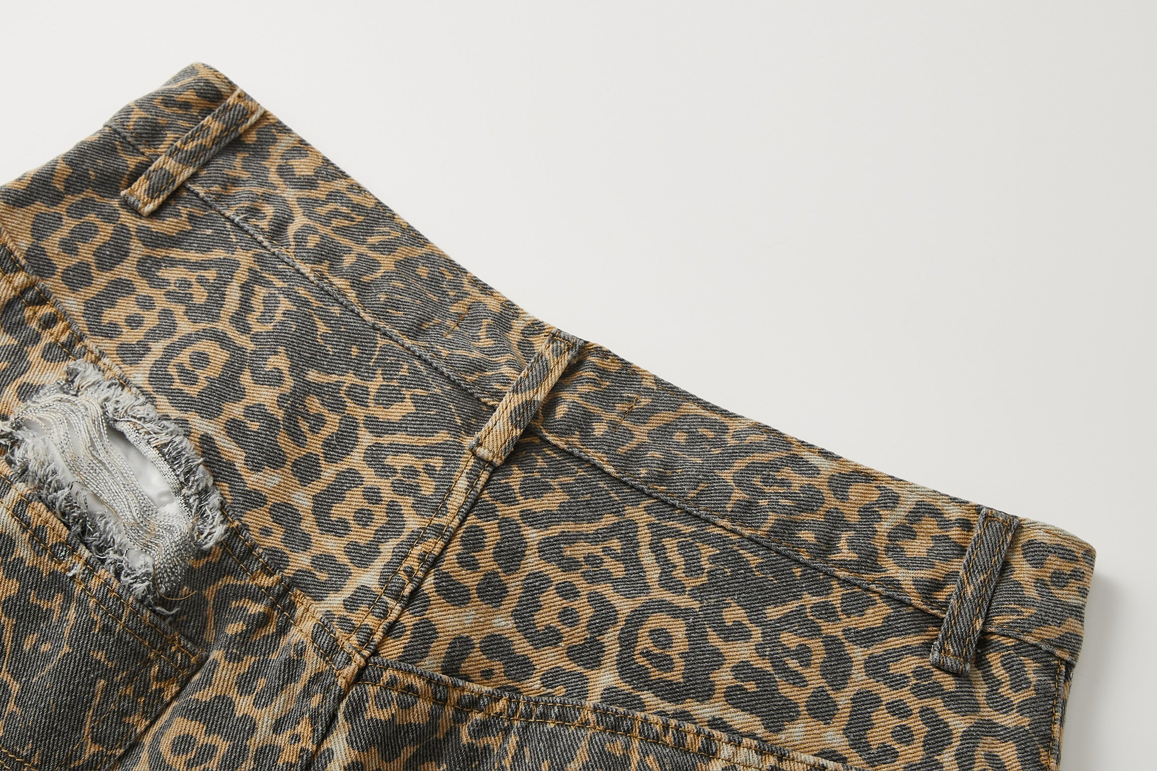 Cheetah Print Distressed Jeans