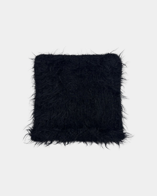 Black Fur Knitted Wool-Blended Beanie