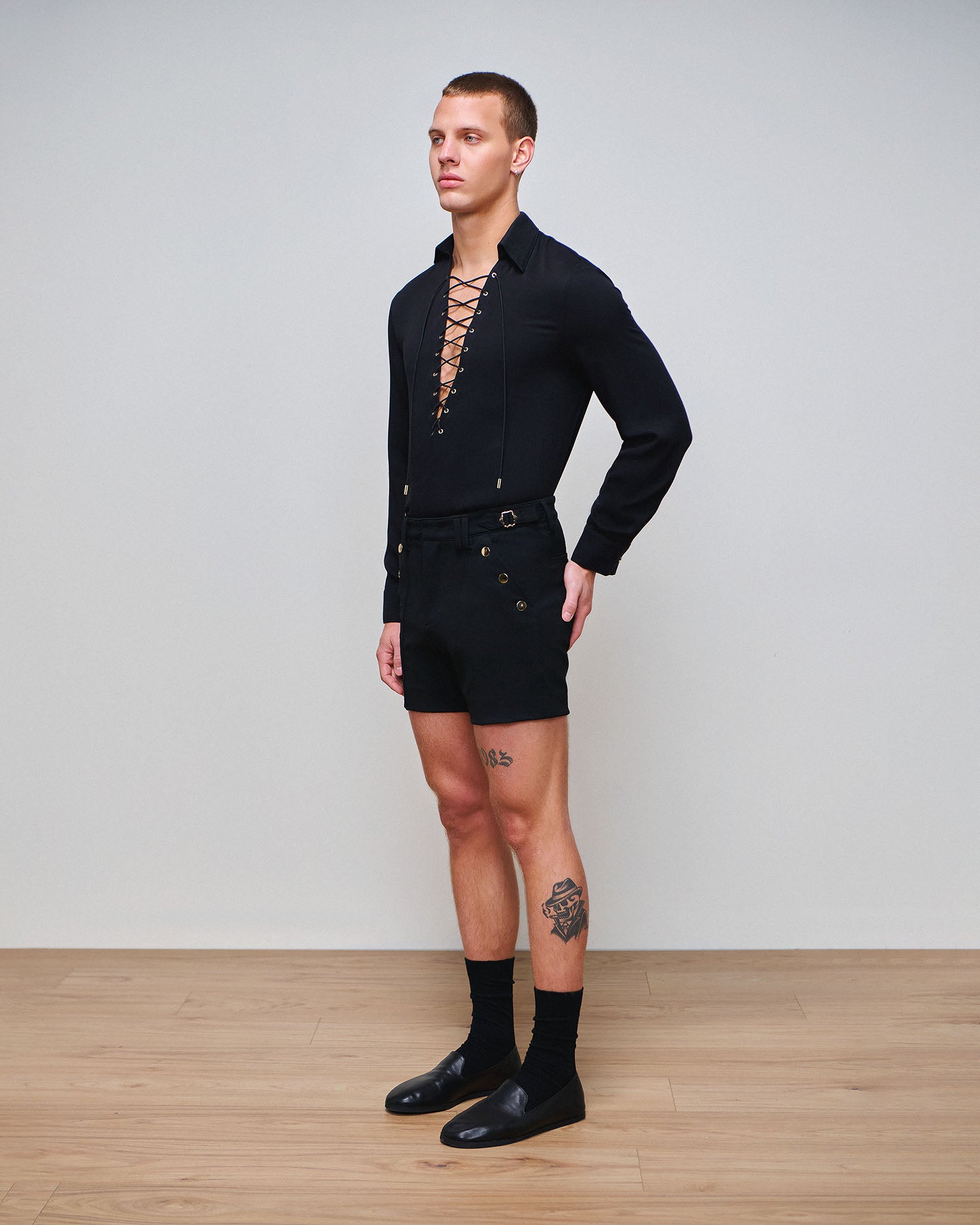 Ryker Black Lace Up Shirt