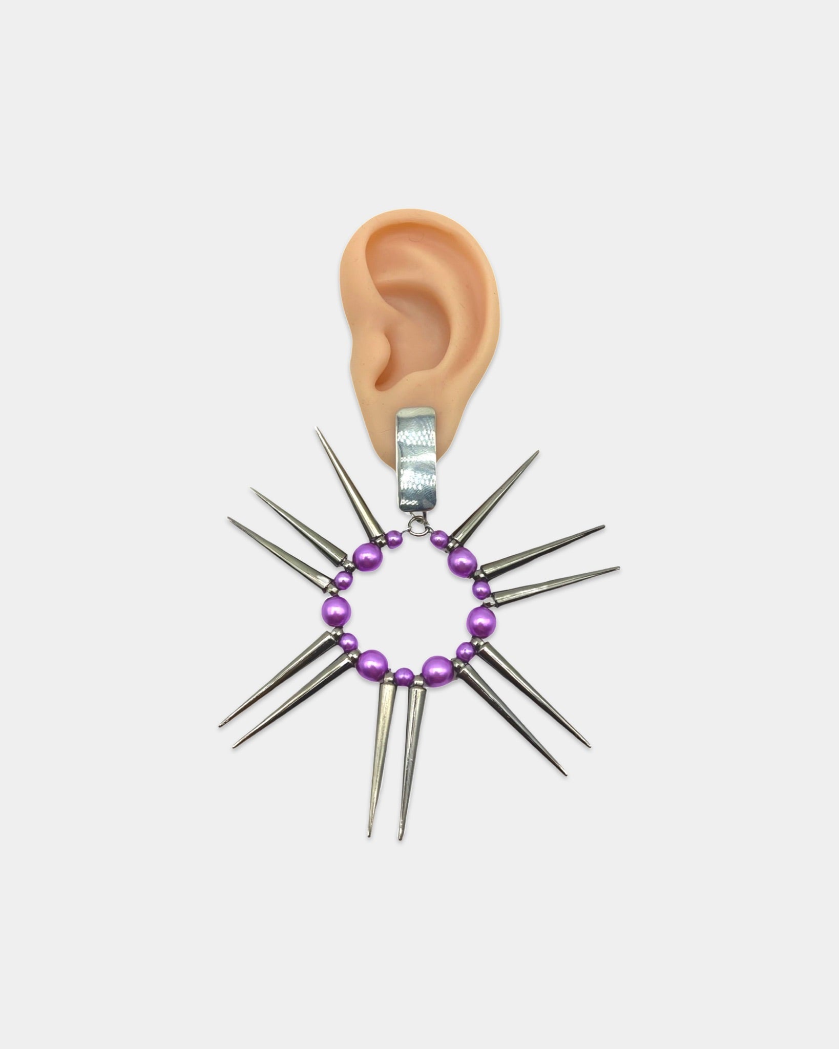 Nonattachment Purple and Silver Spike Earrings