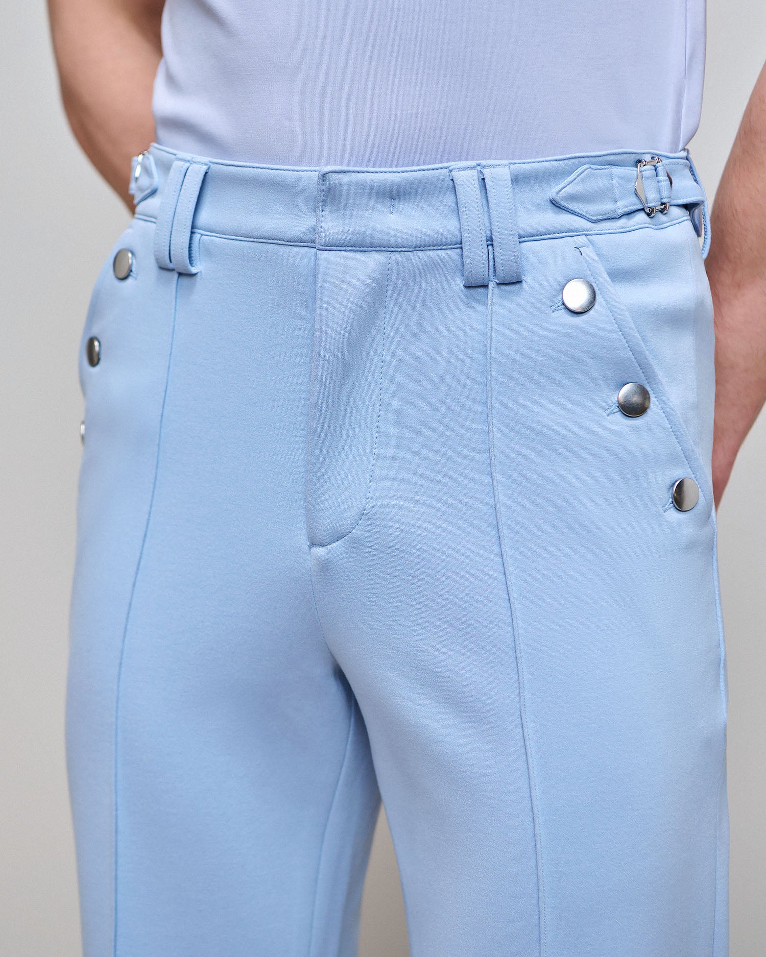 Asher Powder Blue Ponte Boot Cut Trouser
