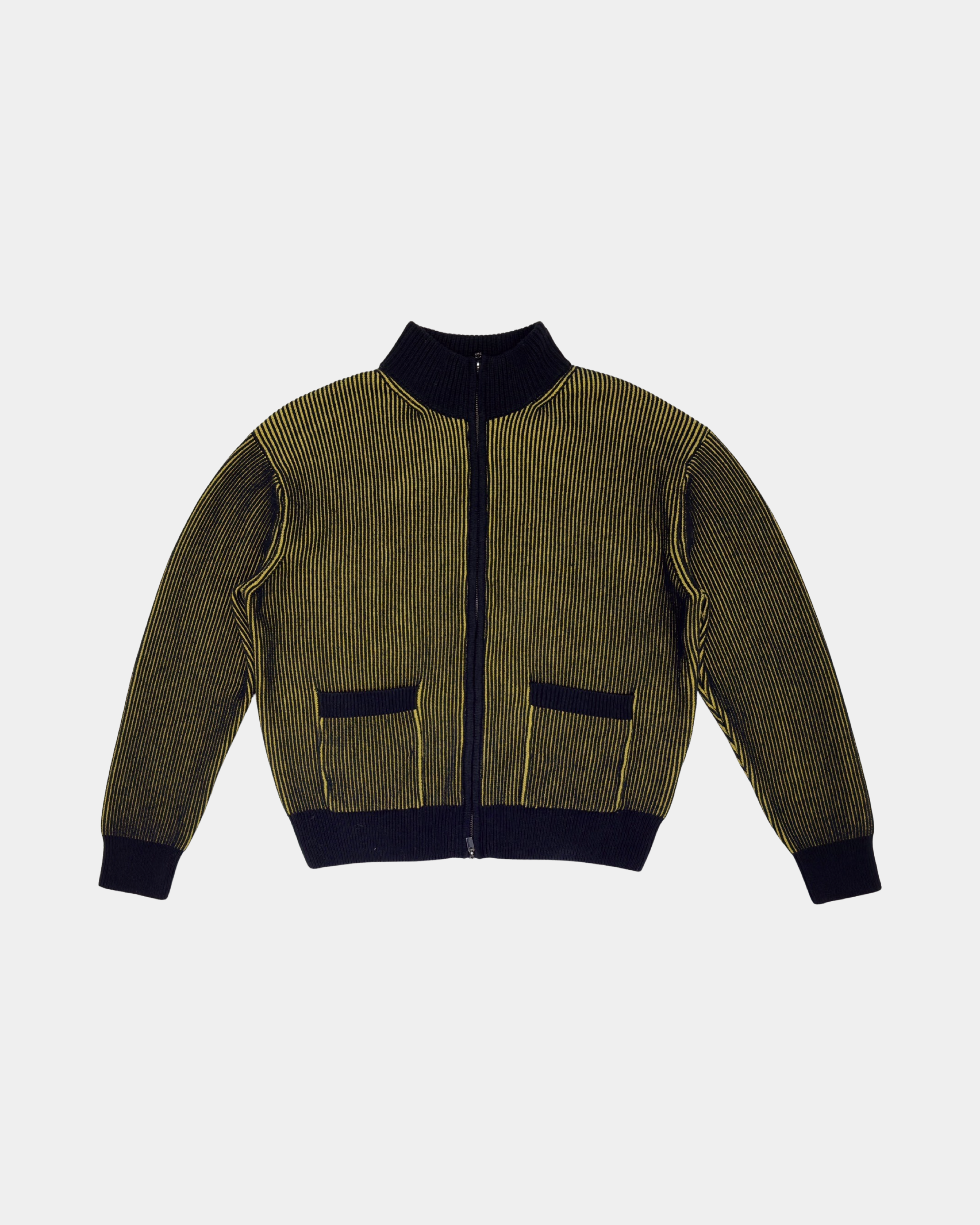Yellow Rib Knitted Zip-up Sweater