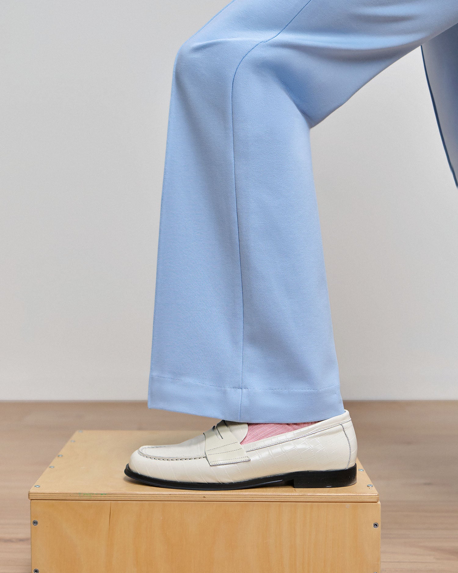 Asher Powder Blue Ponte Boot Cut Trouser
