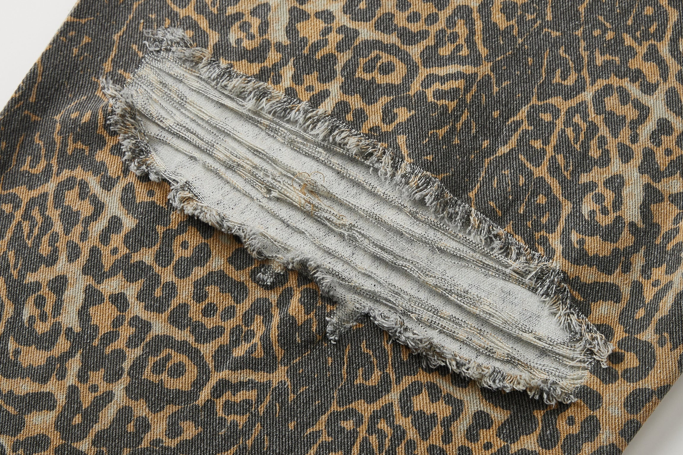Cheetah Print Distressed Jeans