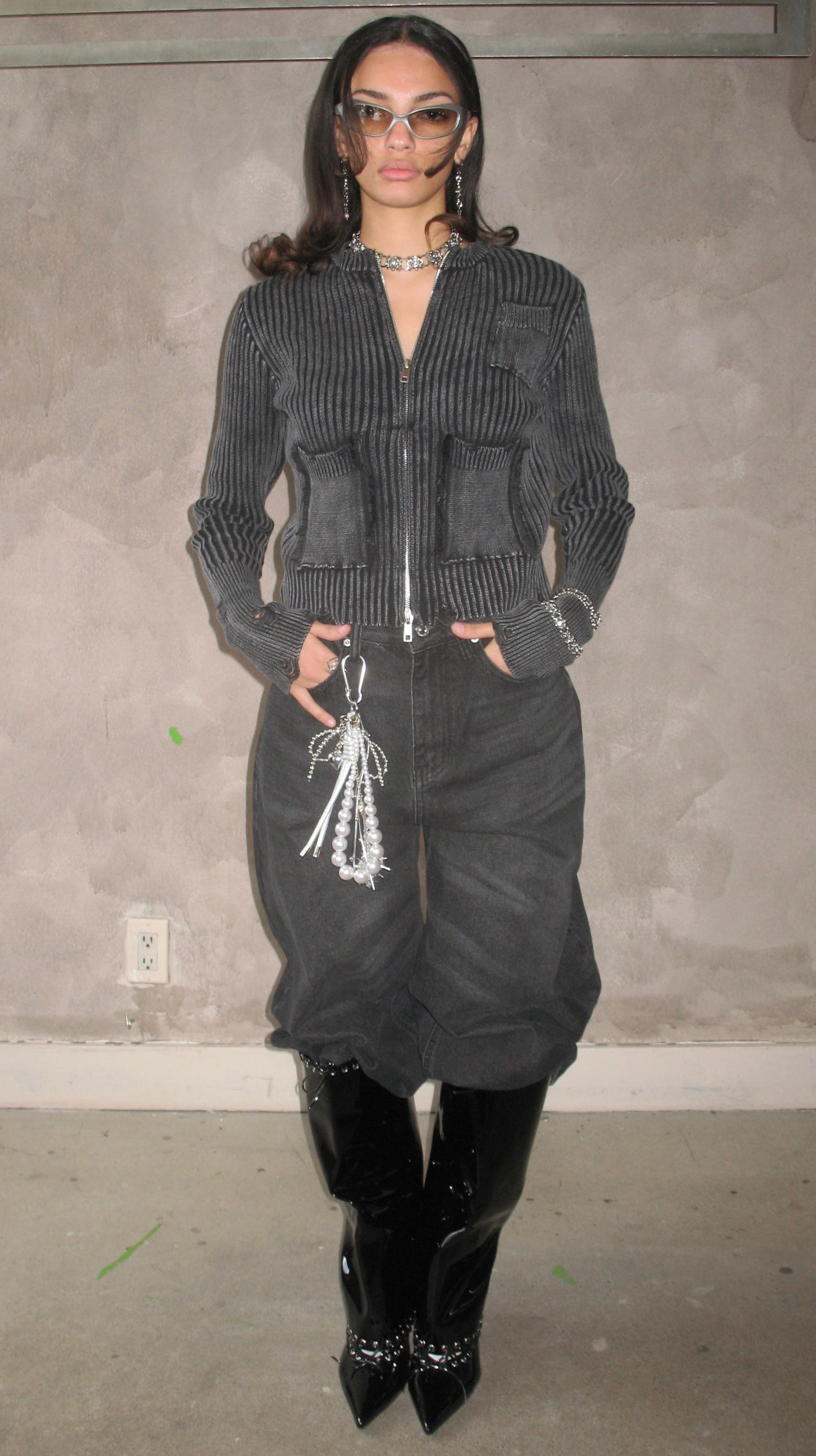 Charcoal Ruin Knit Jacket