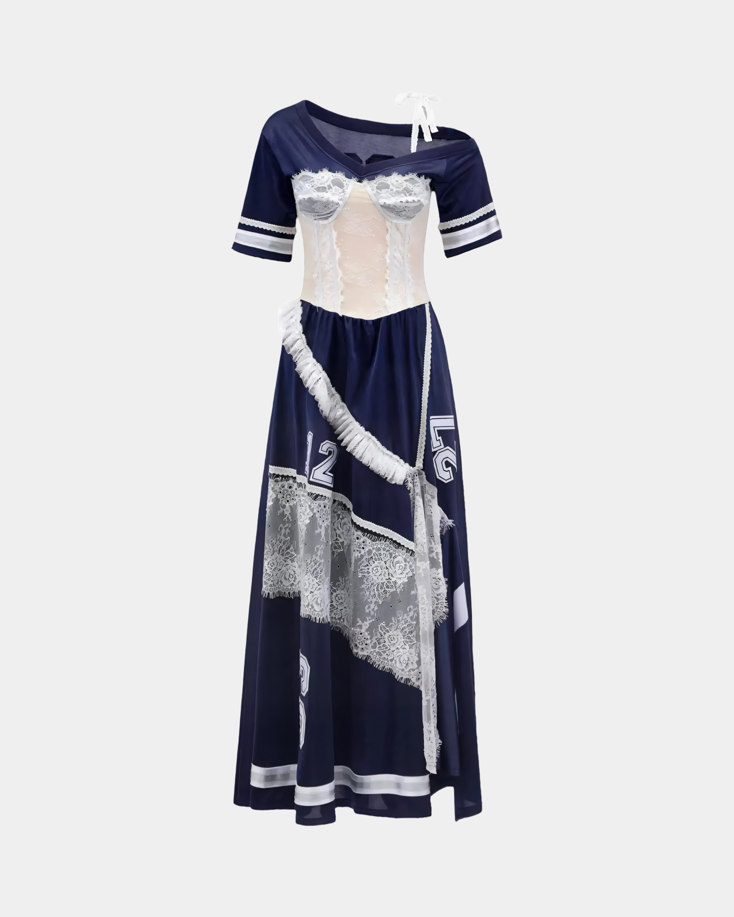 Navy Lace-Strap Midnight Relay Dress