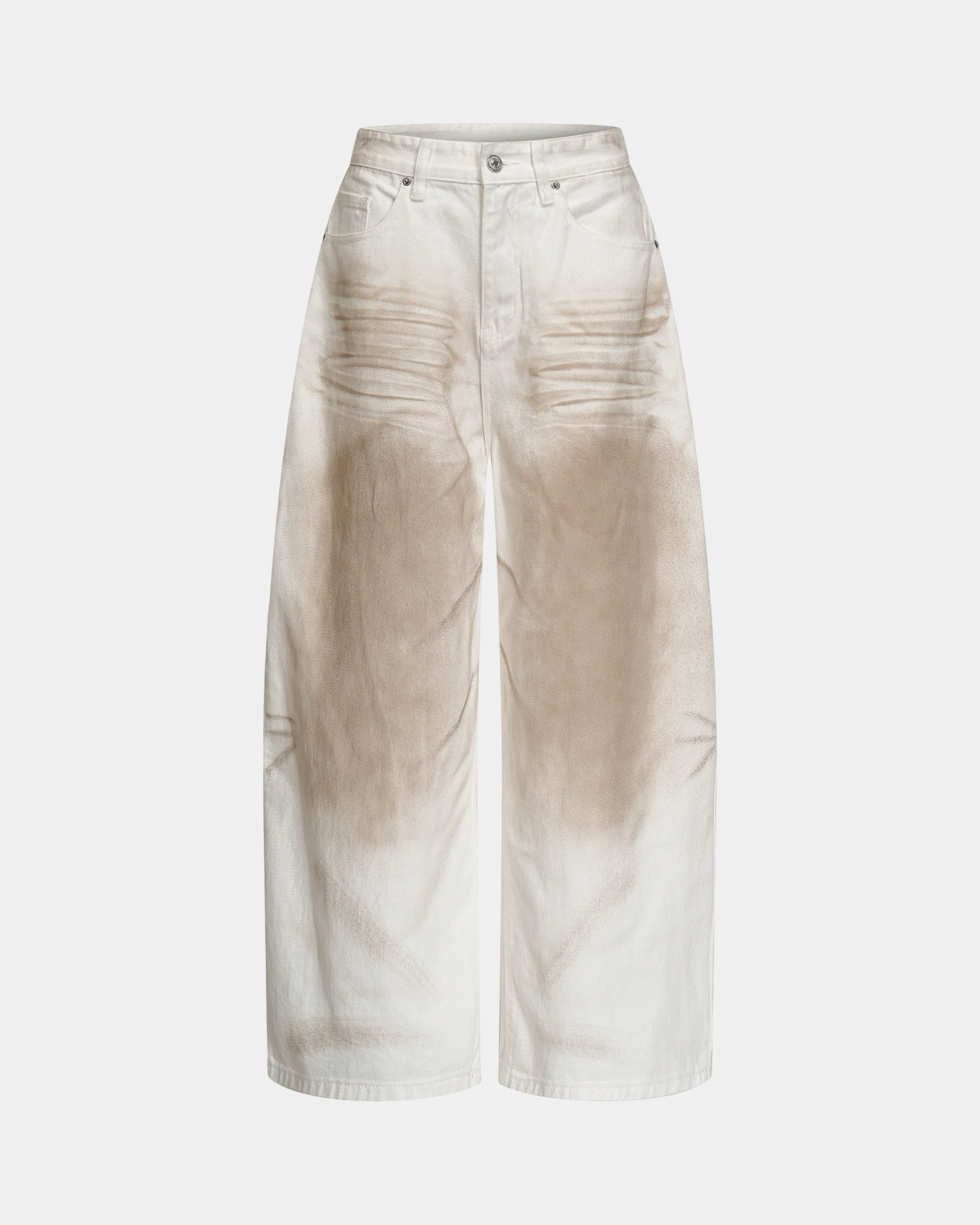 Cream Eclipse Belted Wide Denim