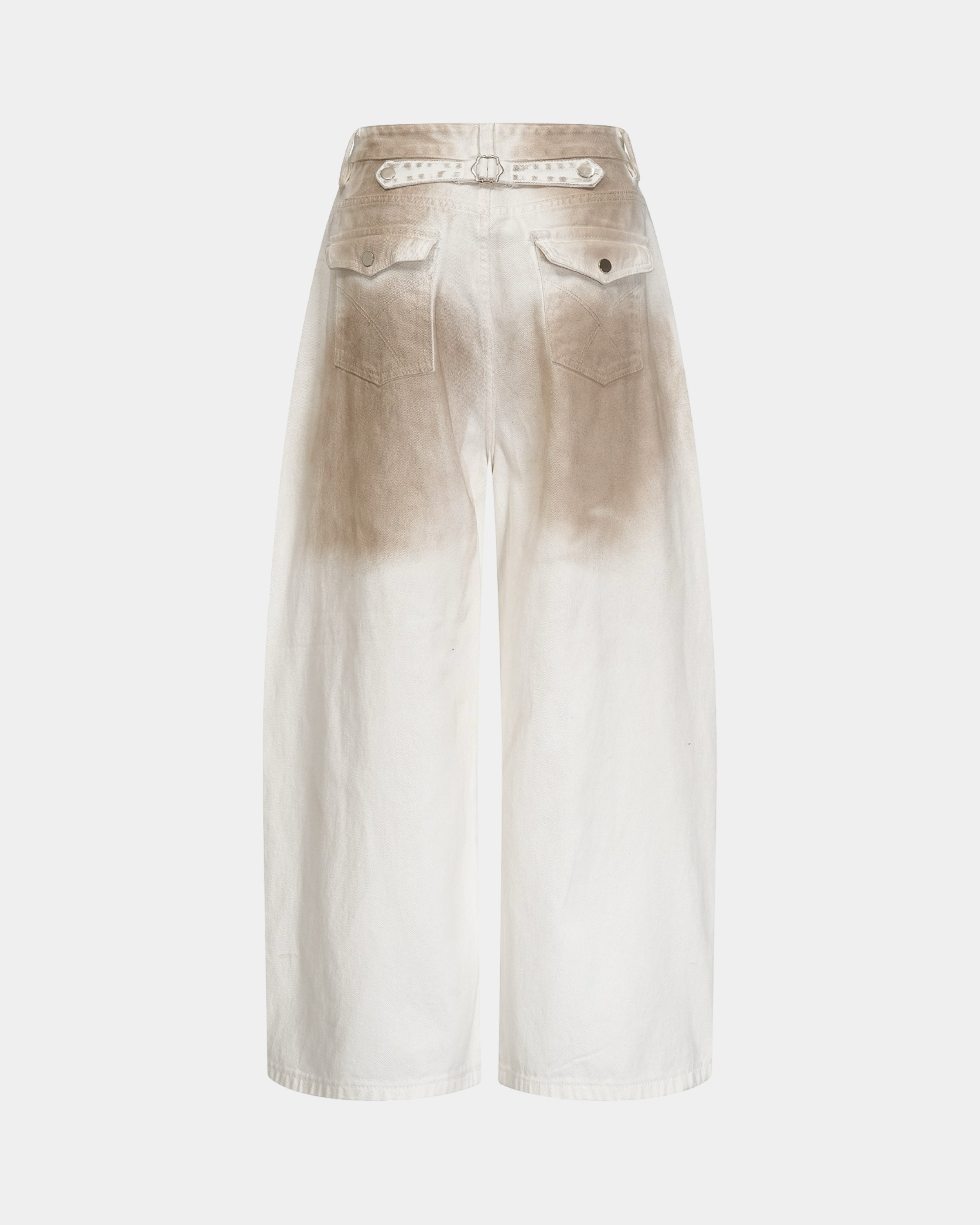Cream Eclipse Belted Wide Denim