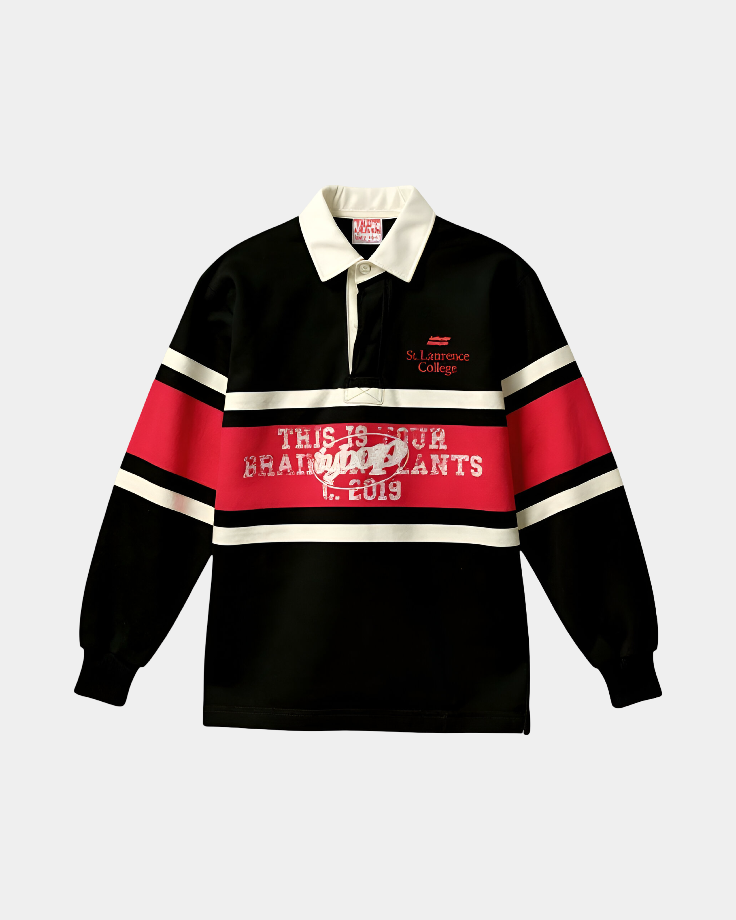 Red and Black Striped Rugby Polo