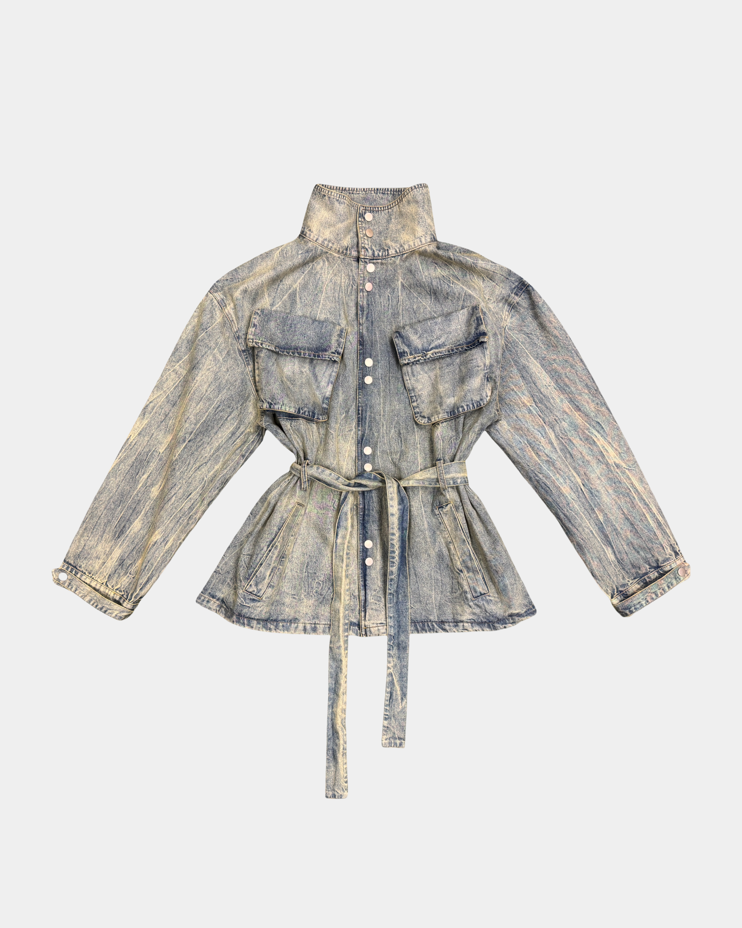 Ash Washed Belted Denim Overshirt