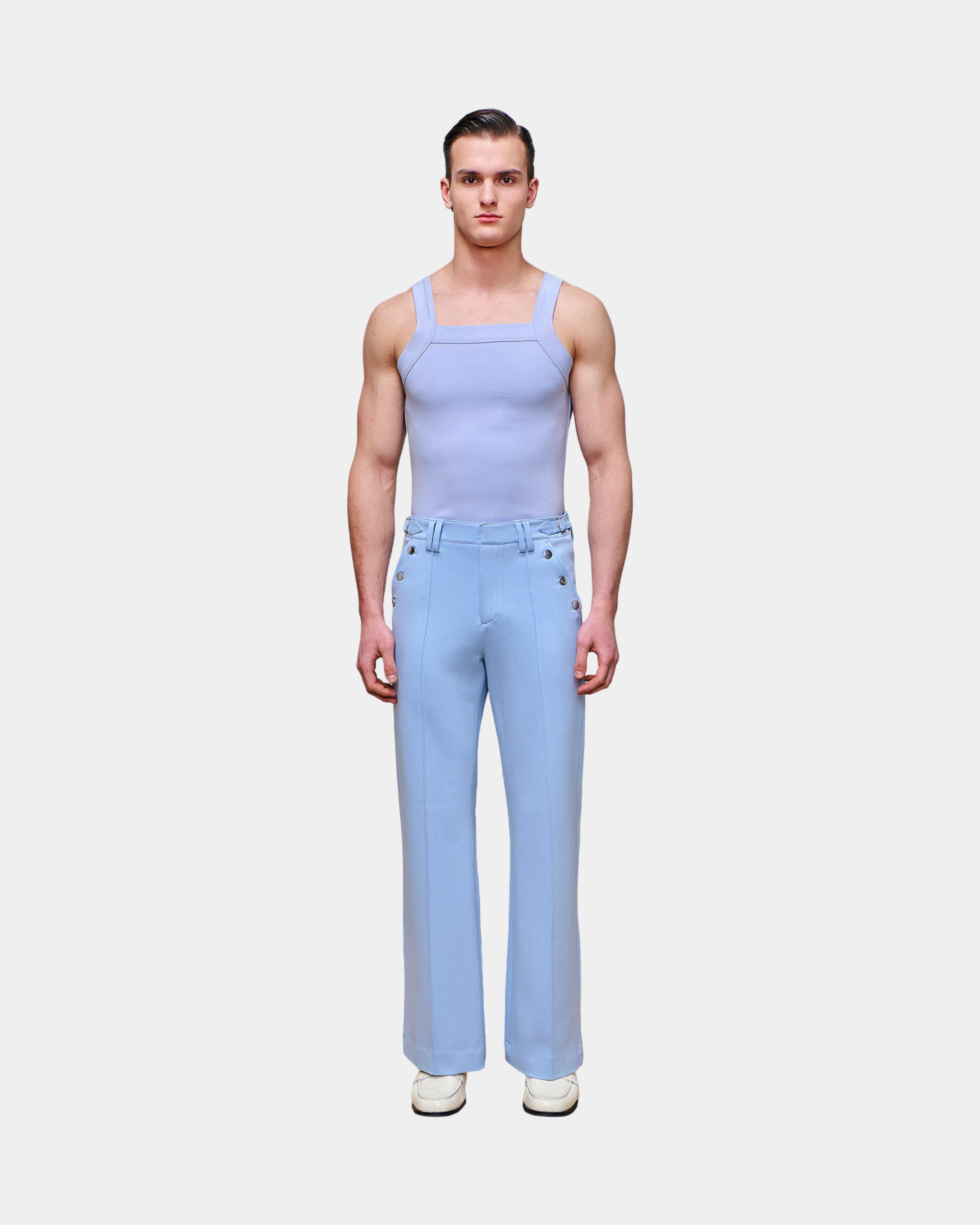 Asher Powder Blue Ponte Boot Cut Trouser