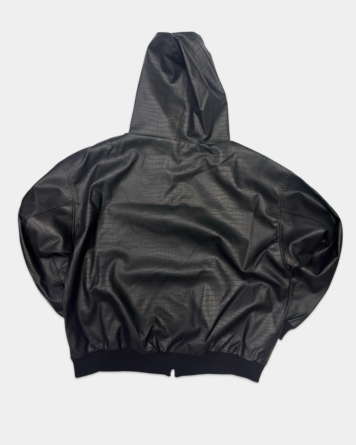 Black Serpent High-Neck Leather Jacket