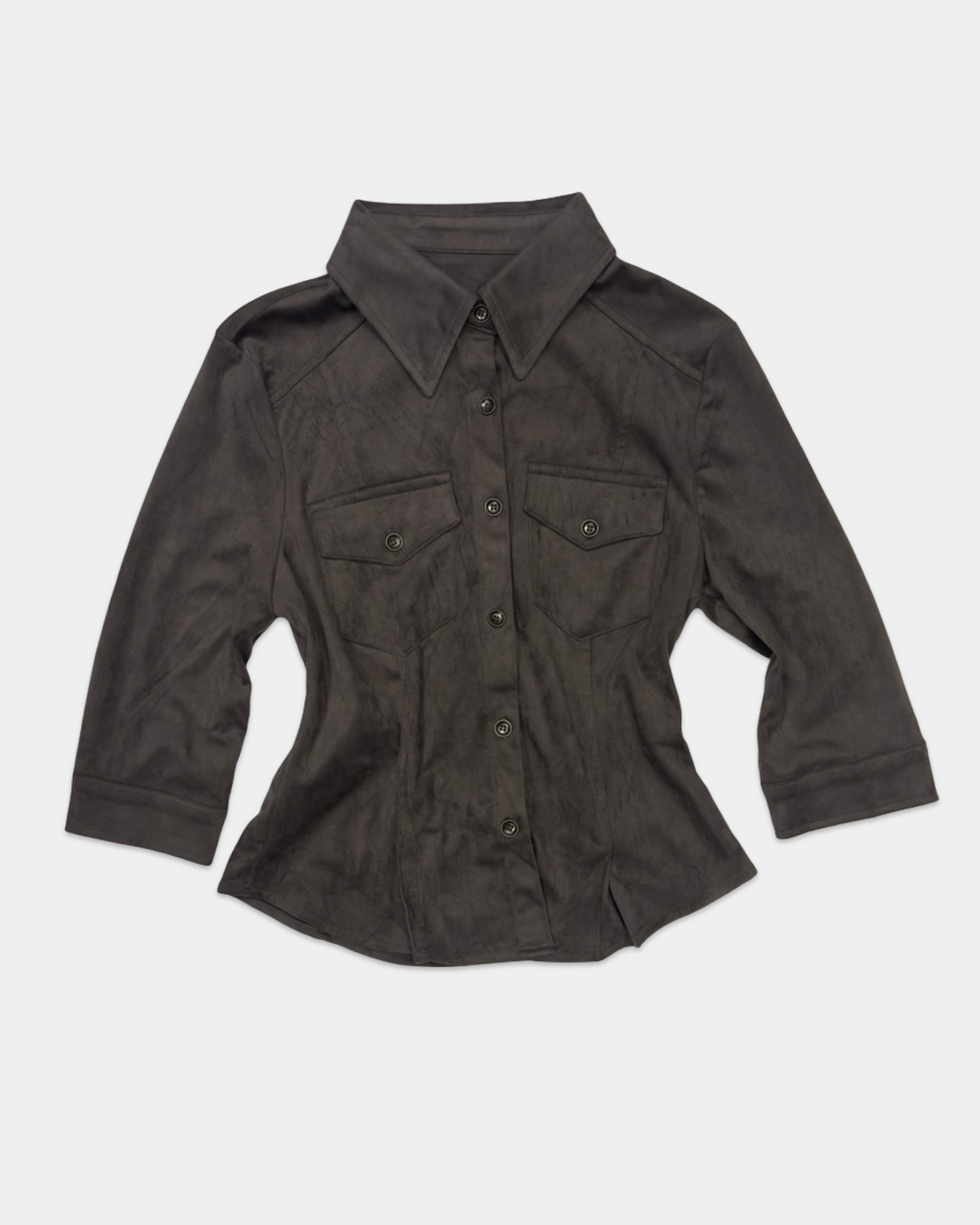 Dust Brown Faded Western Pocket Shirt