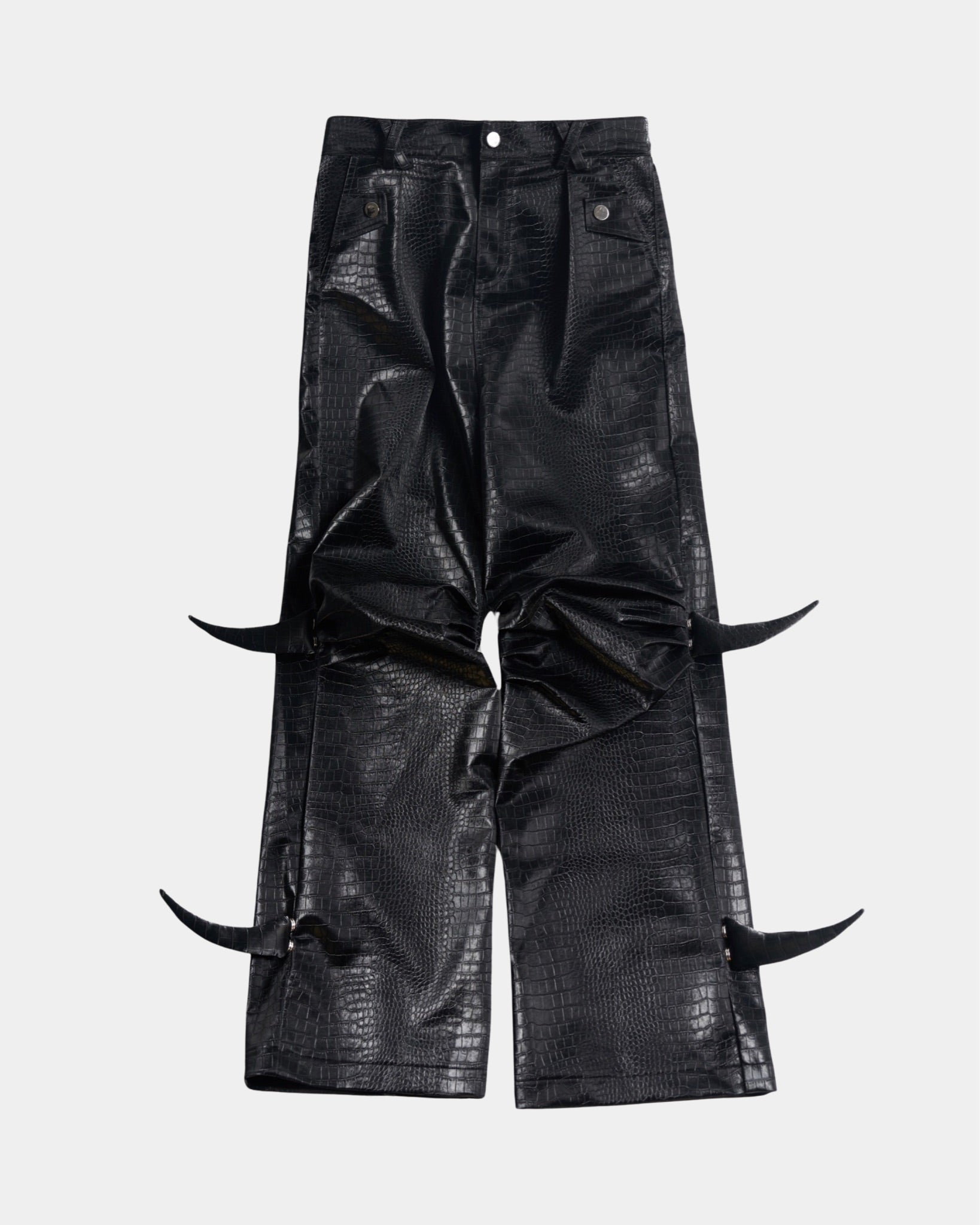 “Devil's Horn”Suit Style Leather Pants (Black)