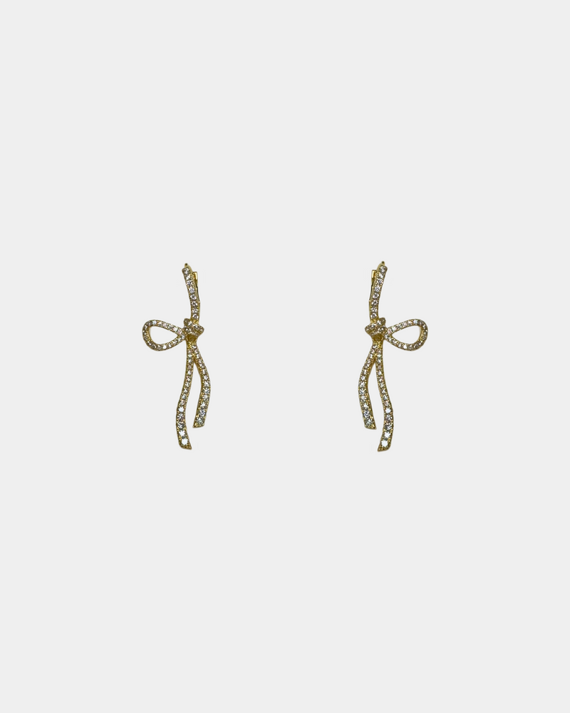 Golden Bow Tie Hoop Earrings