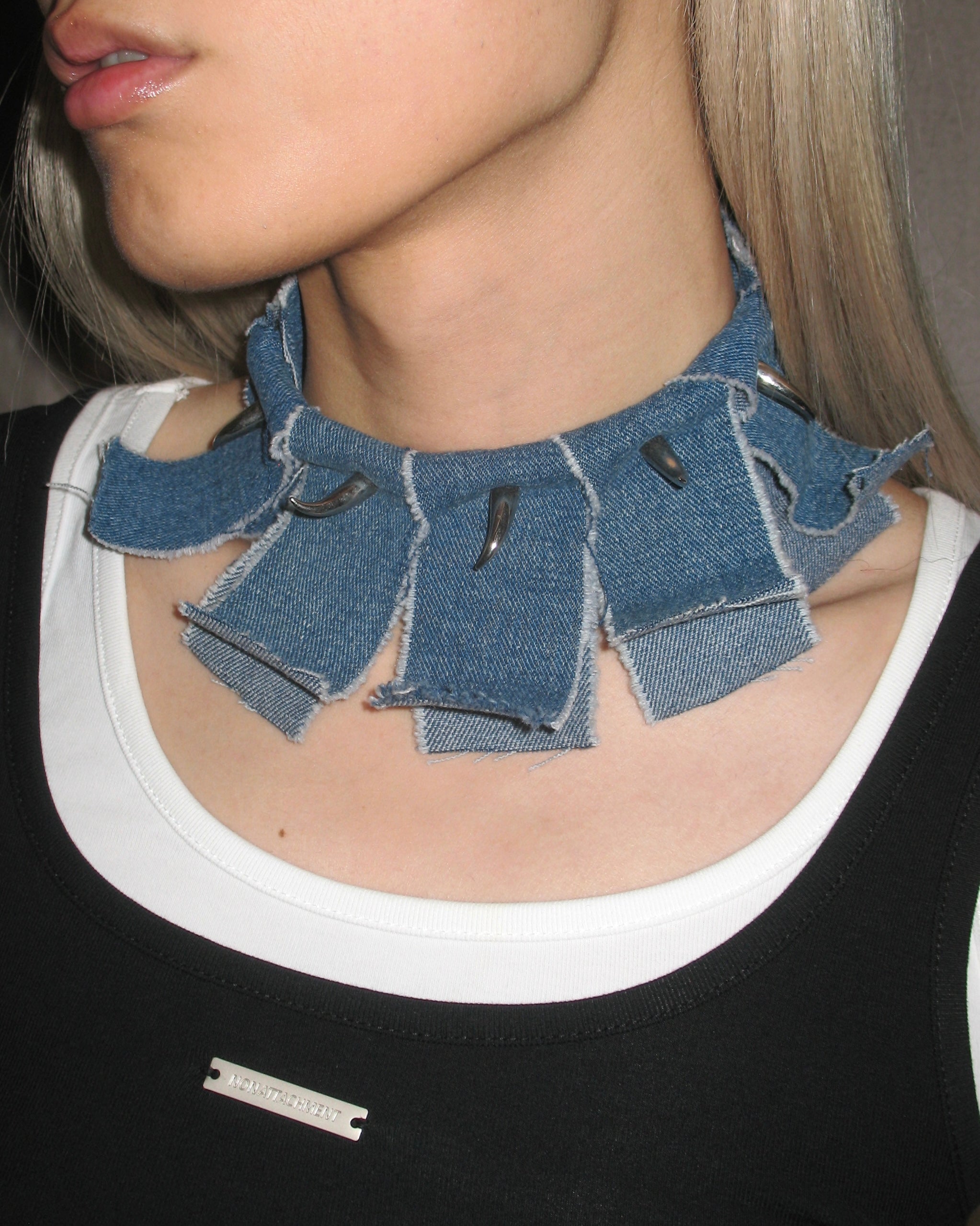 Denim Claw Spike Choker