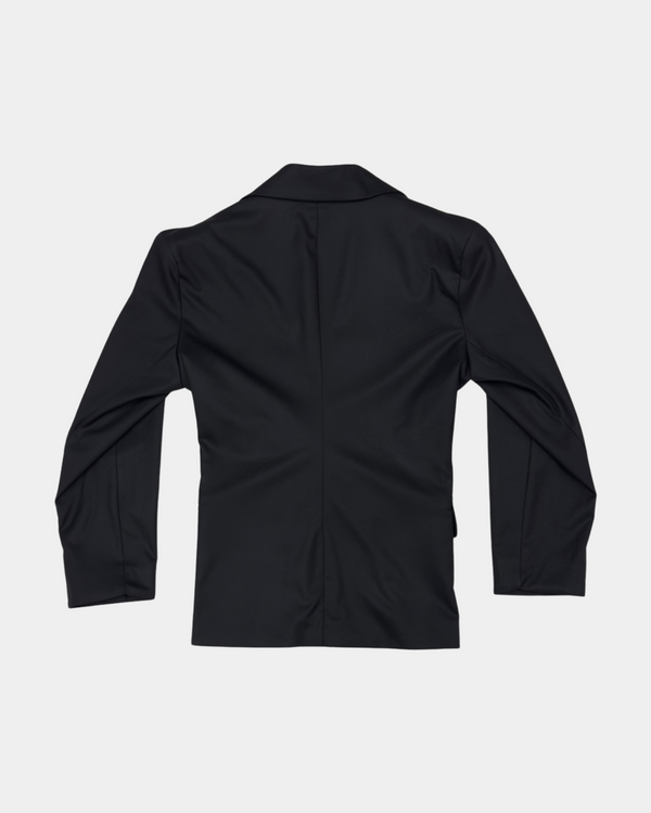Black Shoulder-padded Snatched Blazer