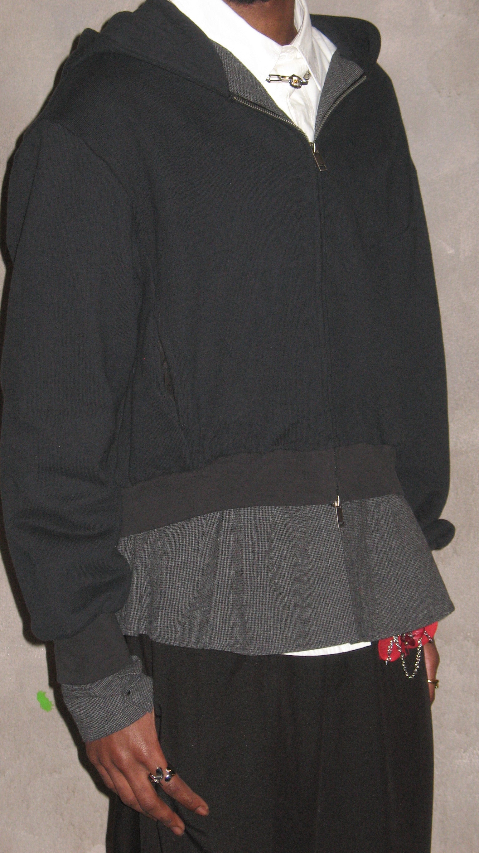 Shadow Shirt Layered Zip Hoodie