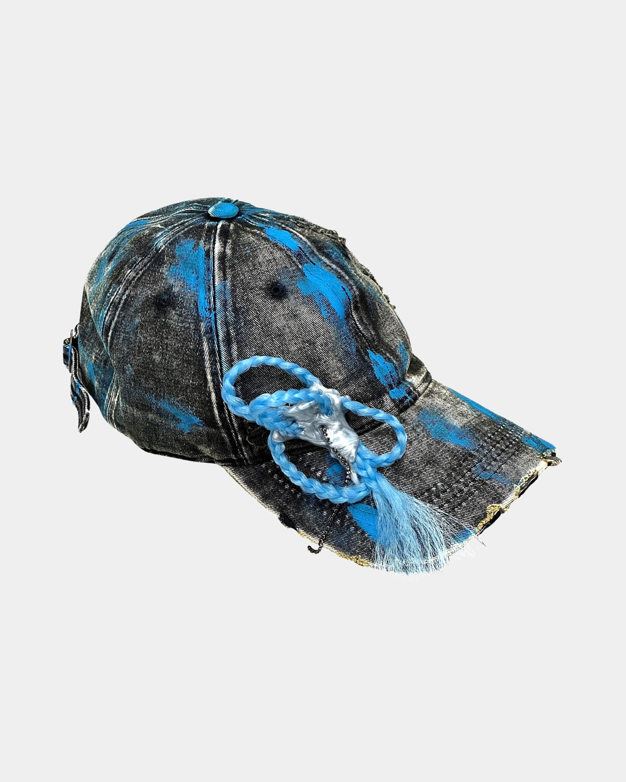 Blue Painted Braid Hat