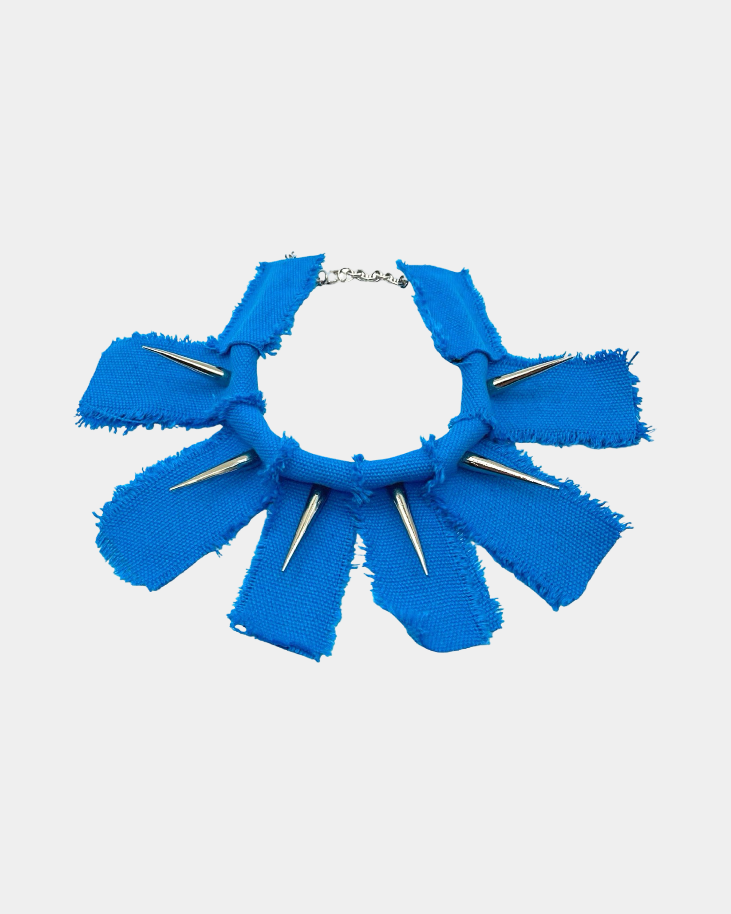 Blue Fabric Spikes Choker