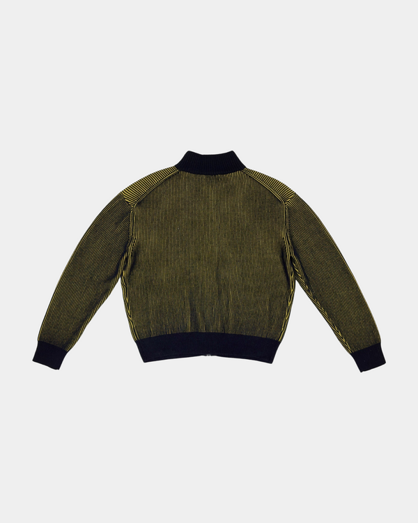 Yellow Rib Knitted Zip-up Sweater