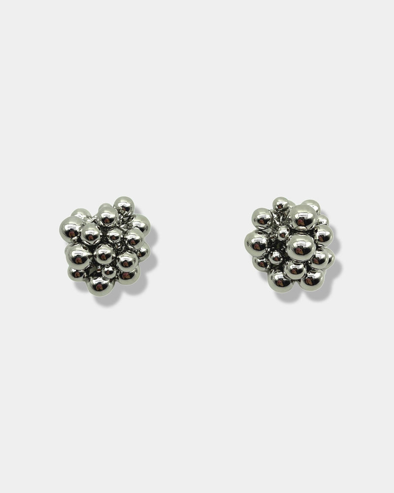 Silver Large Spheres Cluster Earrings
