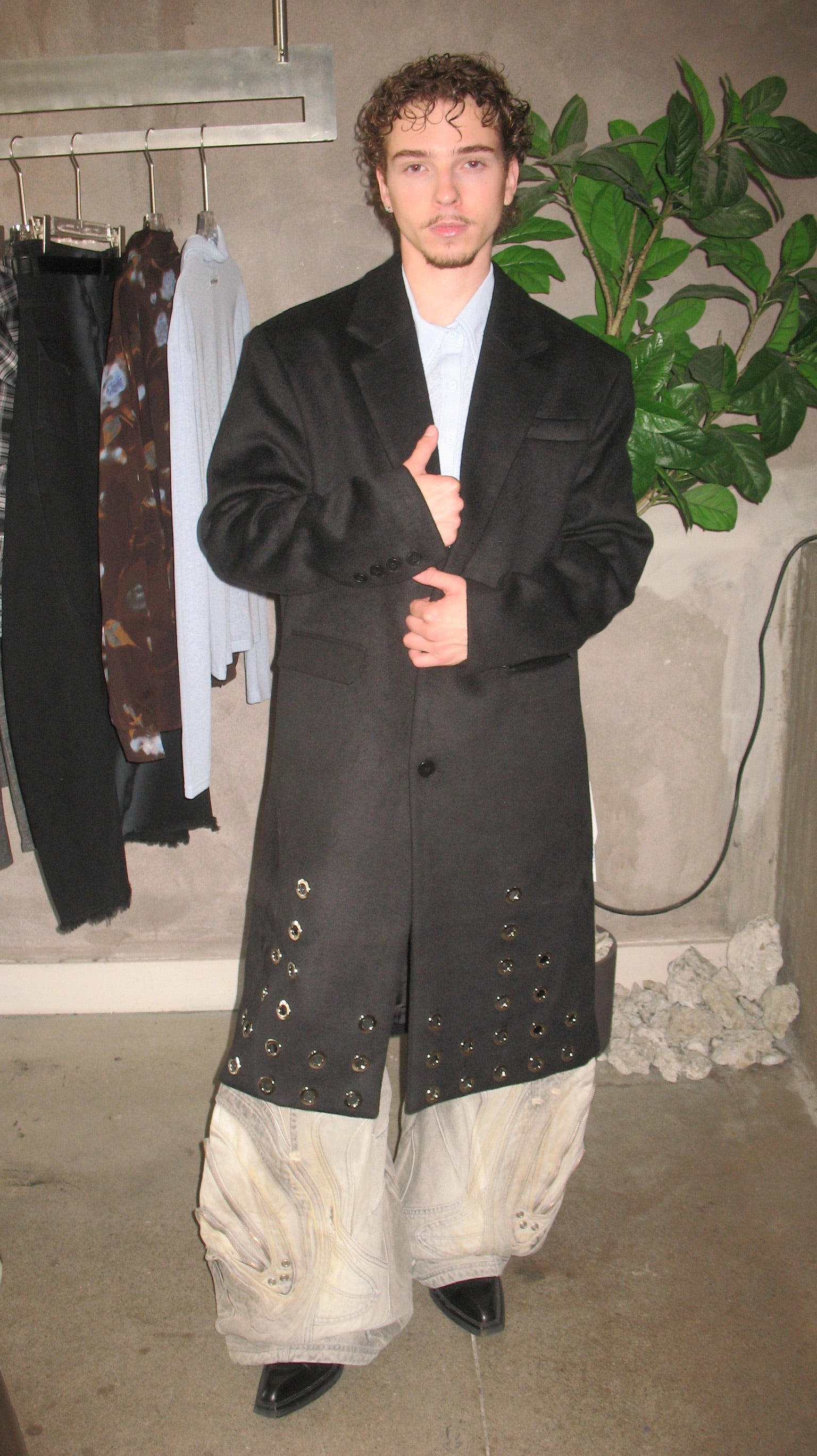 Black Eyelet Peacoat