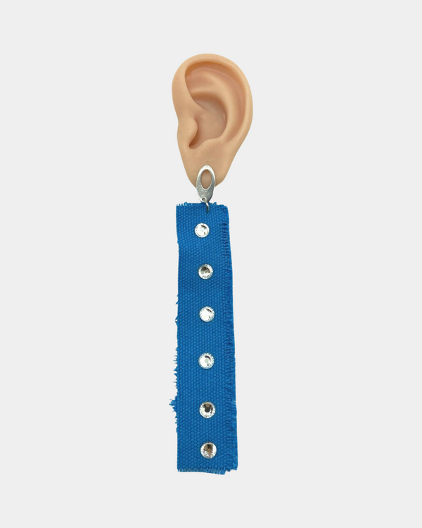 Blue Fabric Gem Earrings