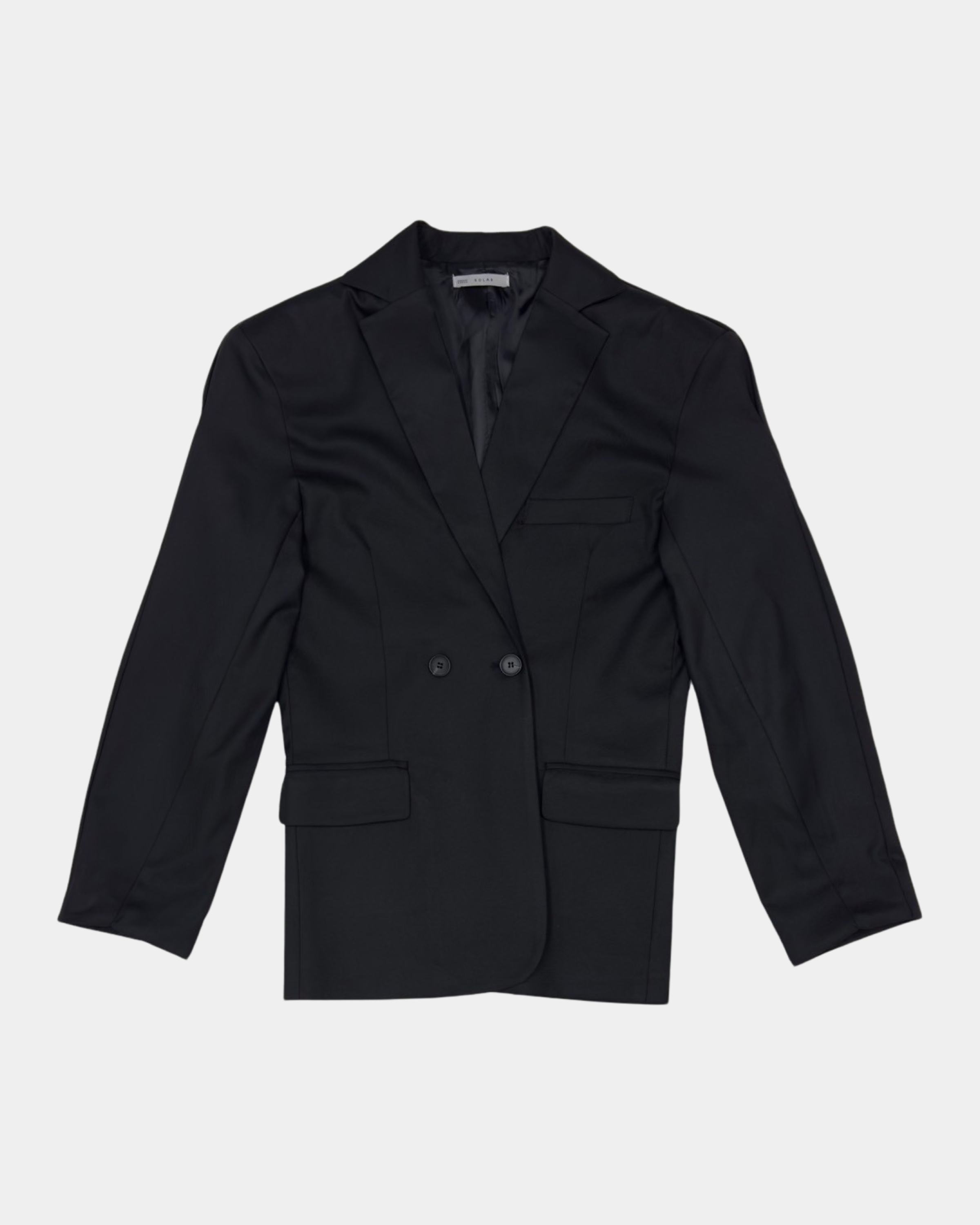 Black Shoulder-padded Snatched Blazer