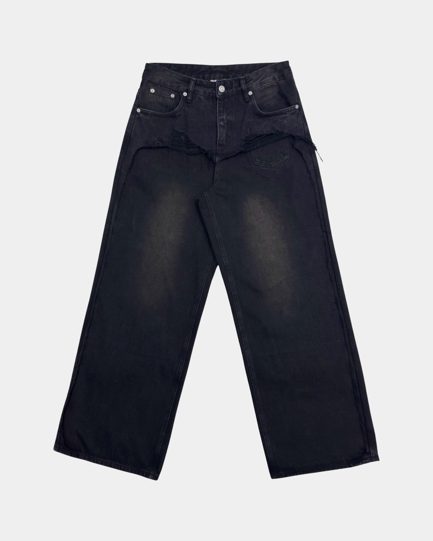 Washed Dark Grey Denim Jeans