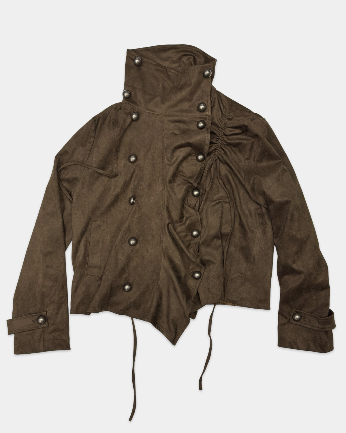 Suede Ruffled Botton Jacket