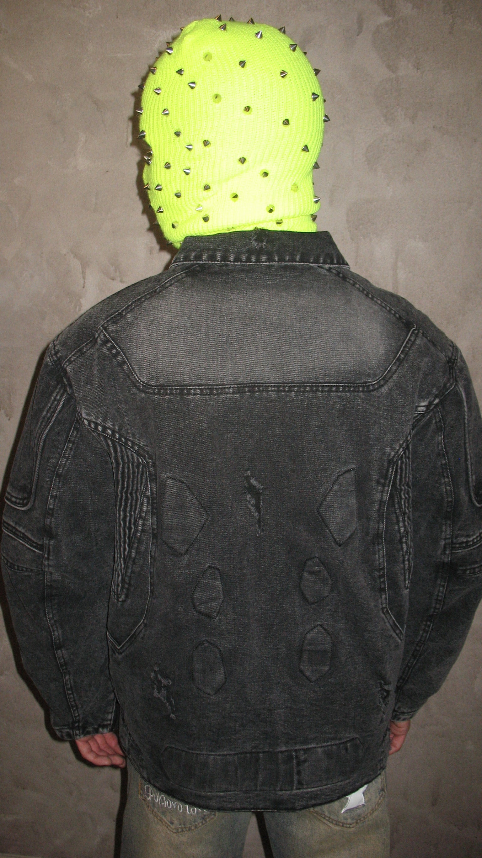 Detachable-Insulation Racer Black Denim Jacket