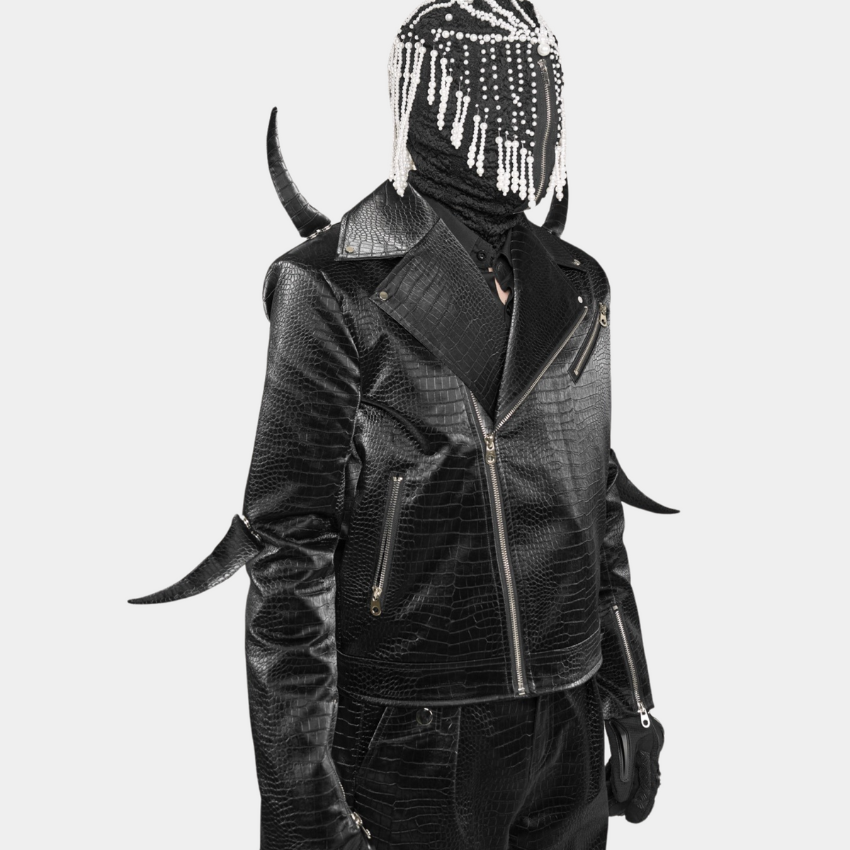 Devil's Horn”Suit Style Leather Jacket(Black)