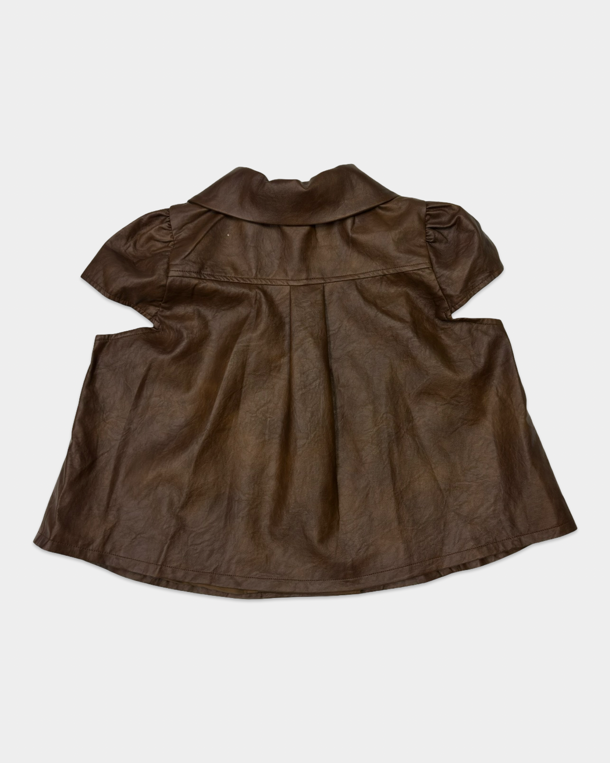 Brown Faux Leather Baby Button Up