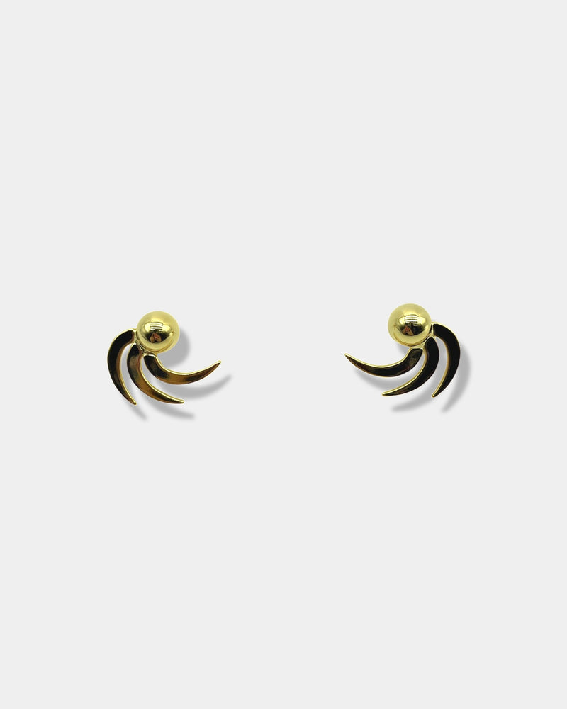 Gold Curved Blades Earrings