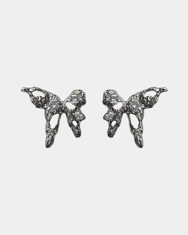 Silver Moth Earrings
