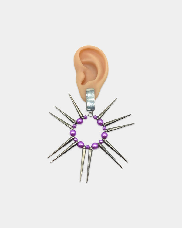 Nonattachment Purple and Silver Spike Earrings