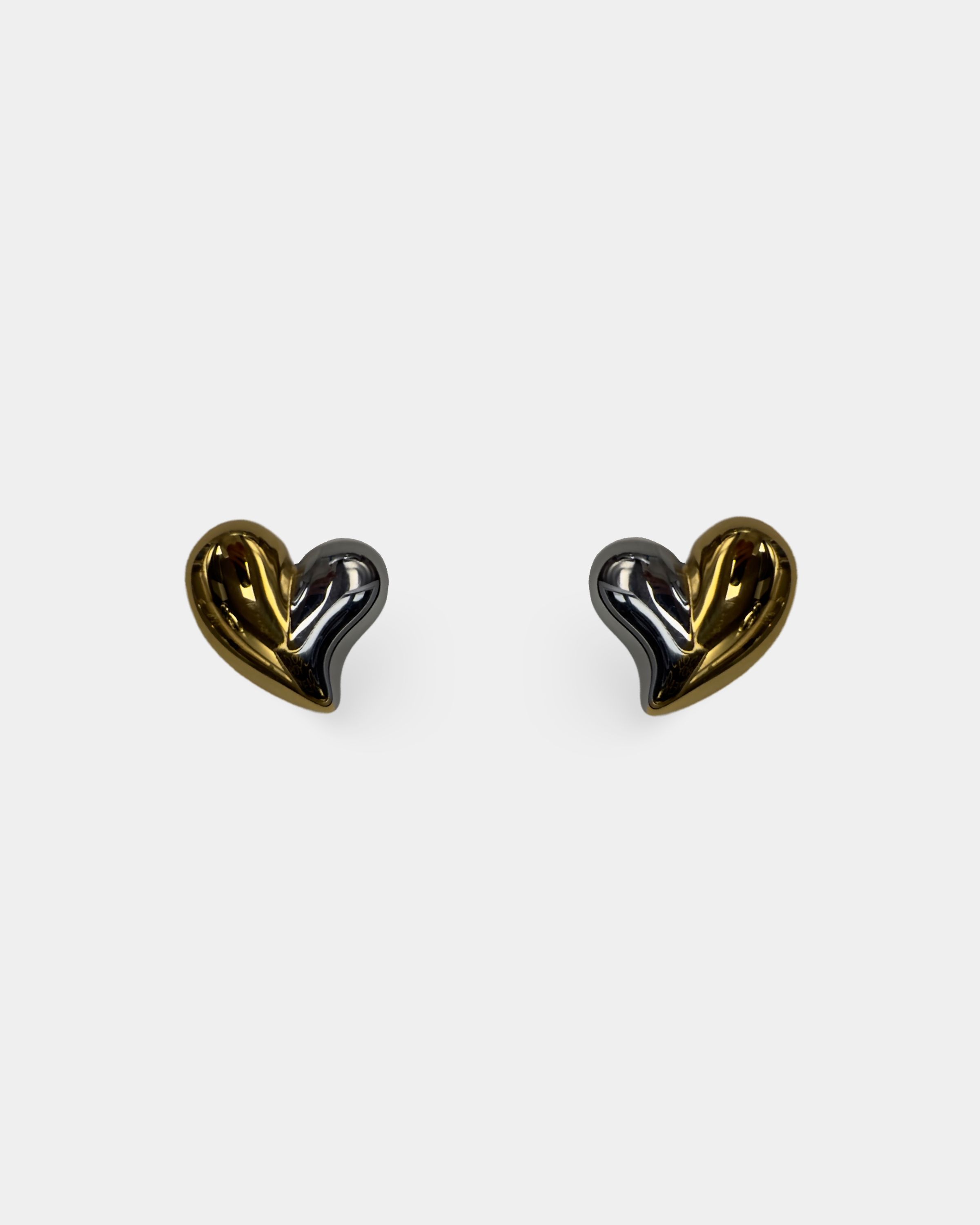 Silver and Golden Heart Earrings