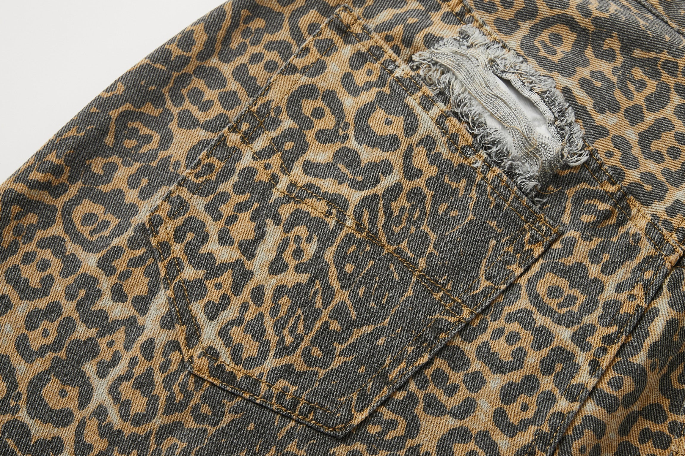 Cheetah Print Distressed Jeans