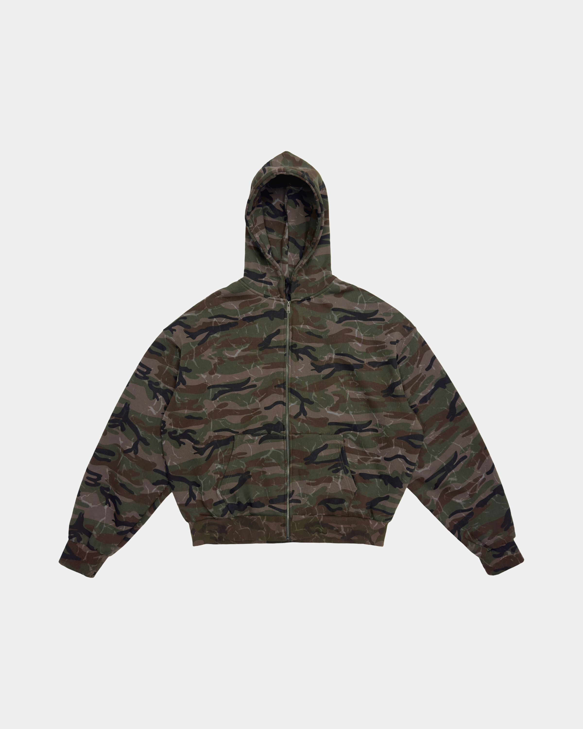 Hooded Camouflage Zip-Up