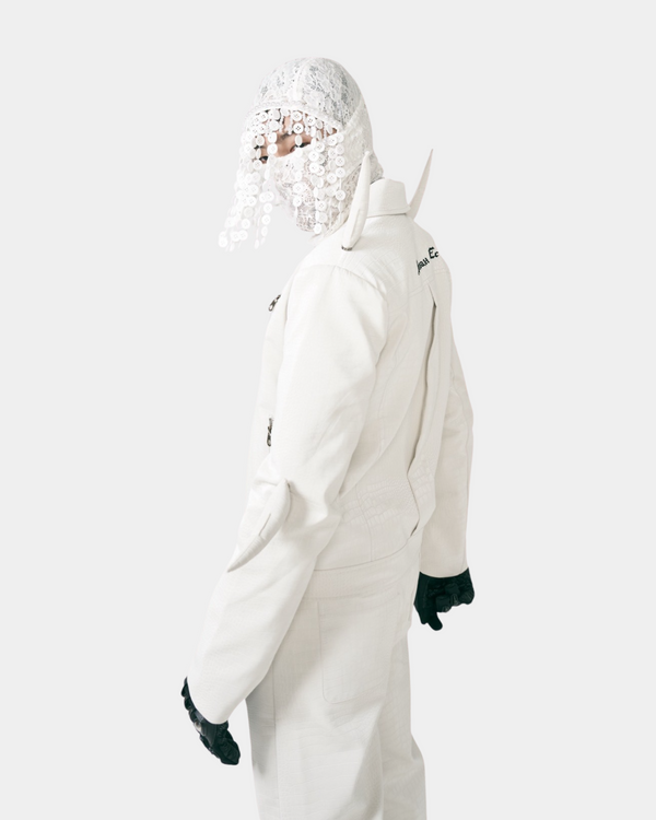 “Devil's Horn”Suit Style Leather Jacket (White)