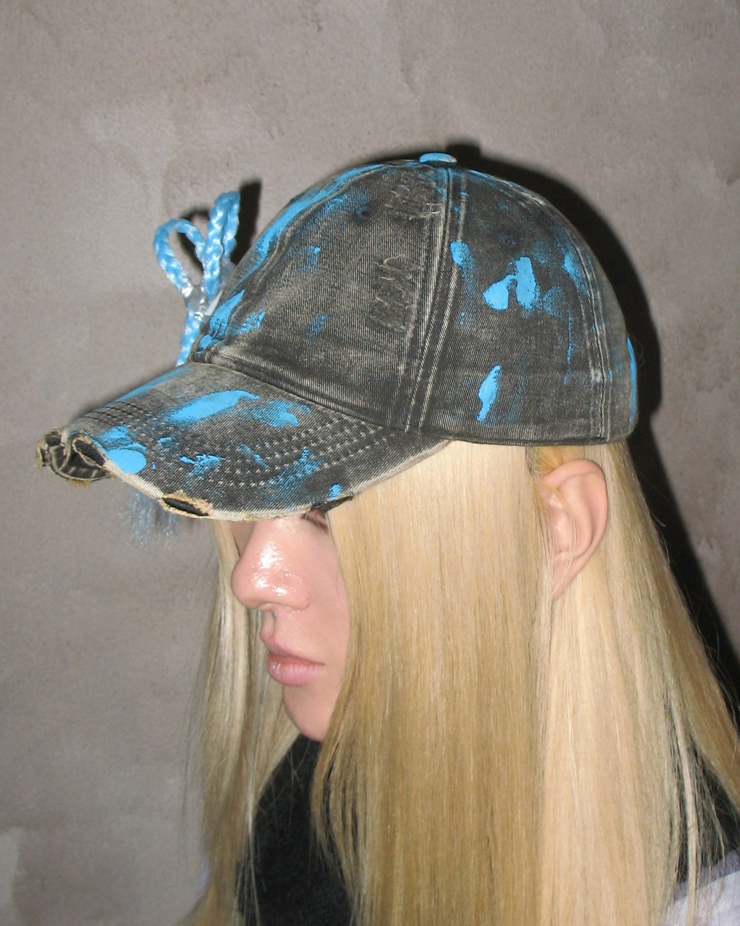 Blue Painted Braid Hat