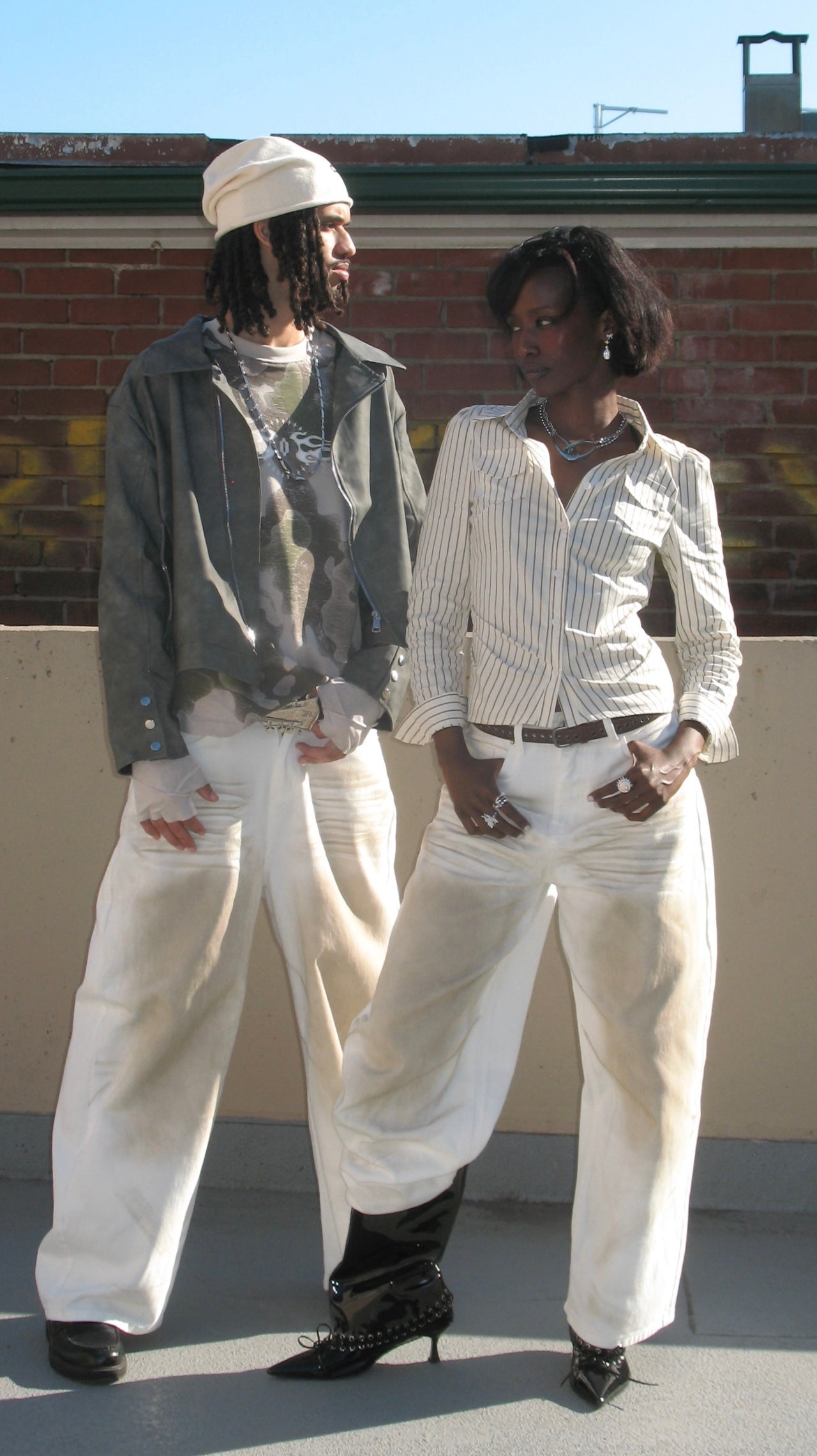 Cream Eclipse Belted Wide Denim