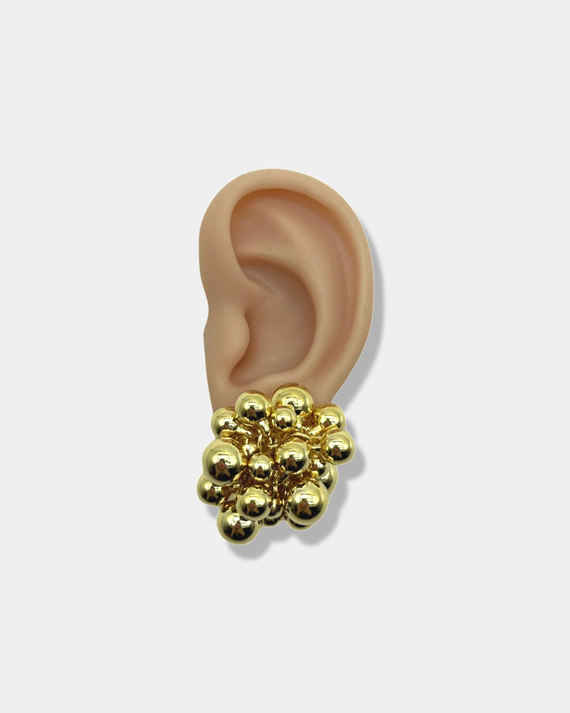 Gold Large Spheres Cluster Earrings