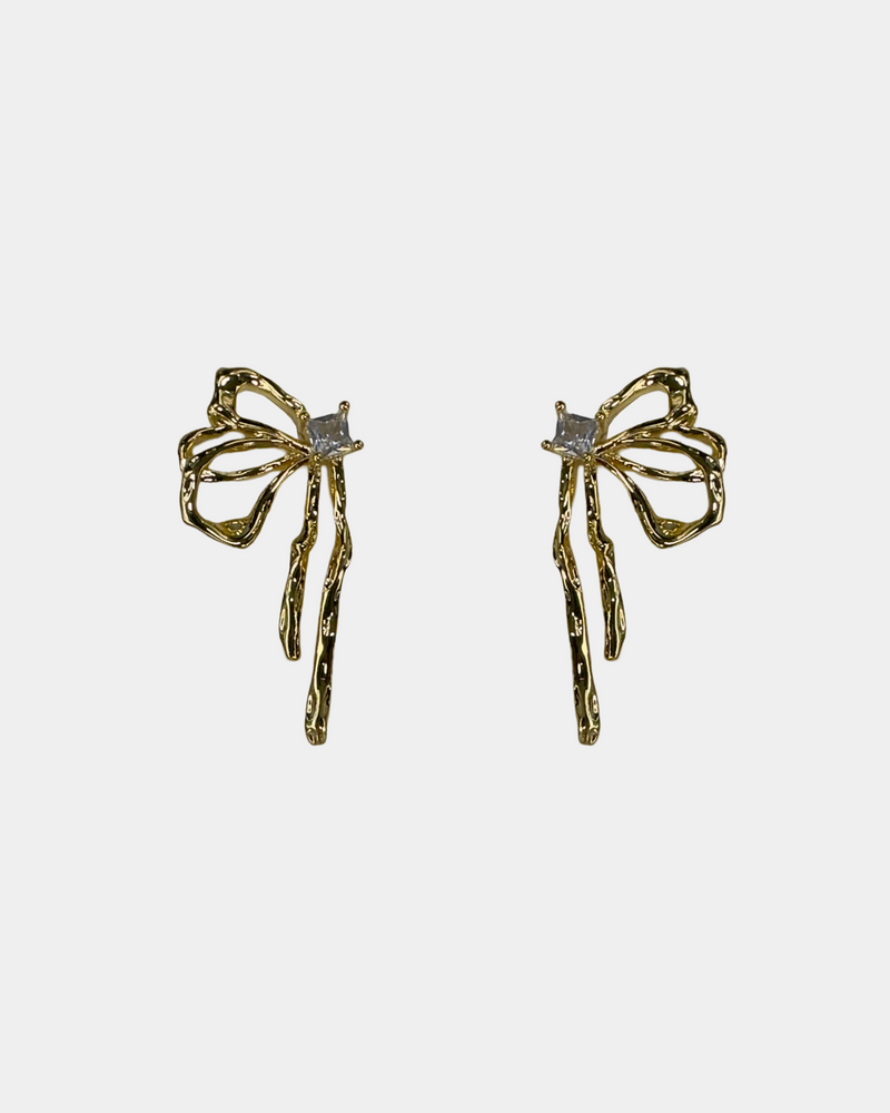 Golden Bow Tie Butterfly Earrings