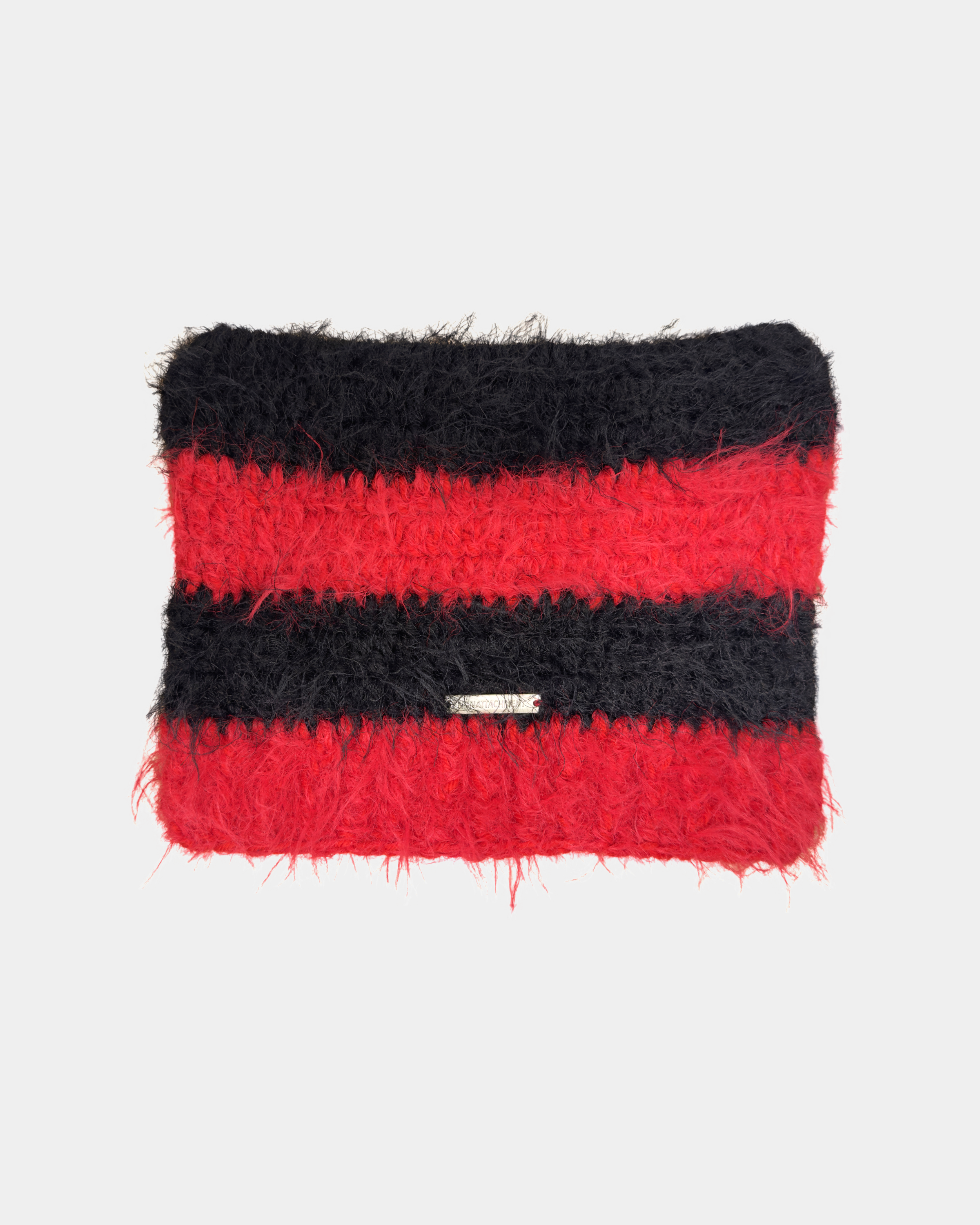 Black and Red Fur Knitted Wool-Blended Beanie