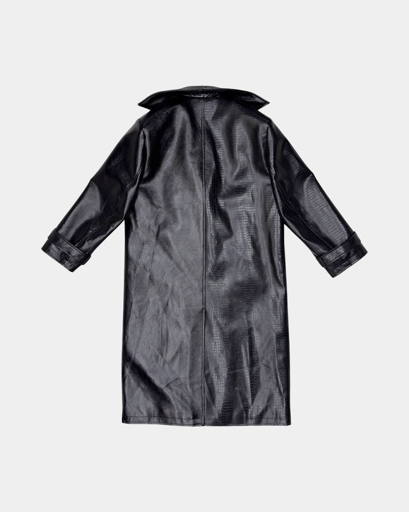 Black Fur Trim Trench Coat
