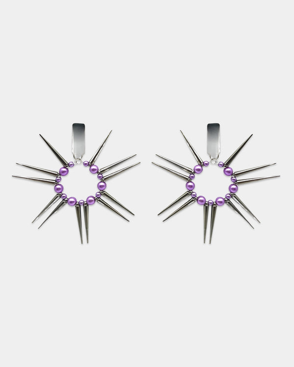 Nonattachment Purple and Silver Spike Earrings